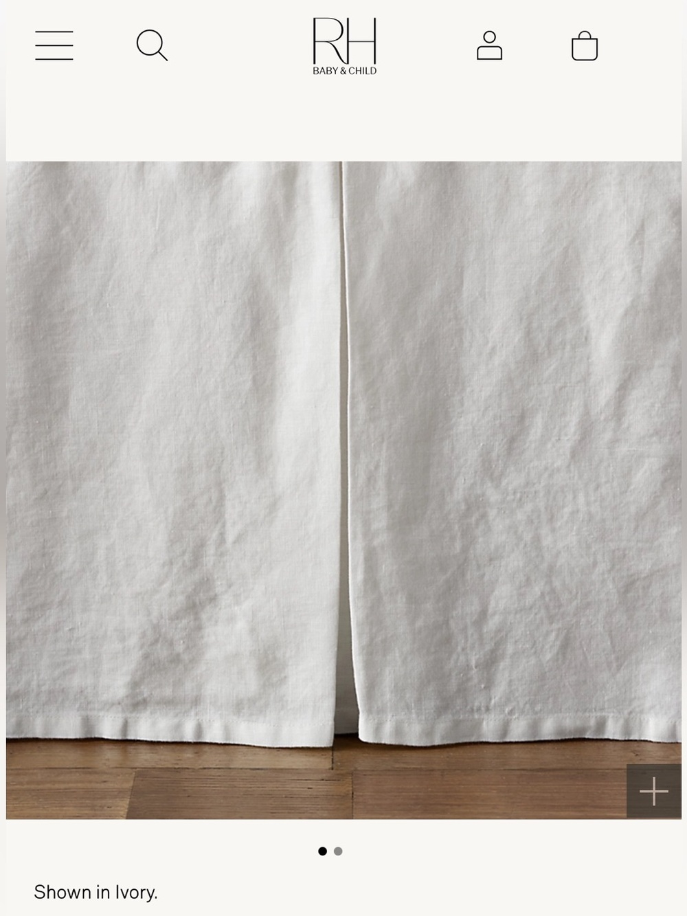 Restoration Hardware Washed Organic Linen Crib Skirt in Ivory